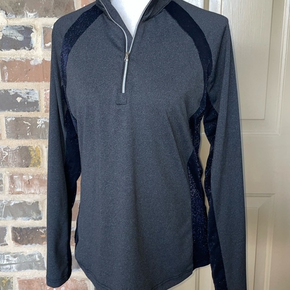 Medito Metallic & Gray 1/3 Zip Pullover Moisture Wicking Mesh Heathered Size LRG - Picture 1 of 16